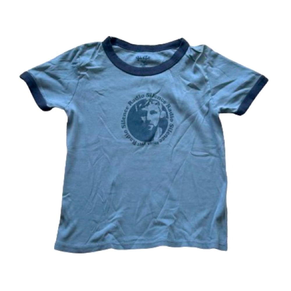 Brandy Melville Light Blue Radio Silence Baby Tee